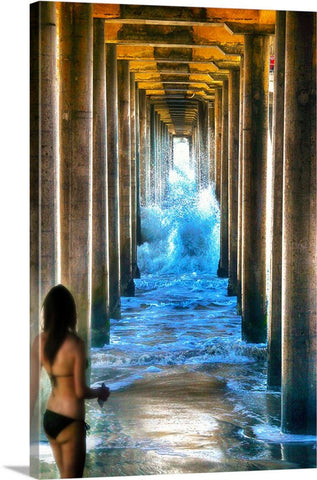 Bikini, Lifeguard, and Pier, Huntington Beach, CA Canvas