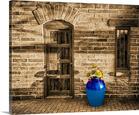 Blue Pot and Wall Canvas
