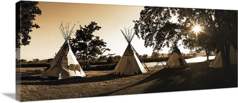 Four Teepees Panoramic Canvas