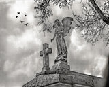 Angel and Cross Sepia, New Orleans Metal Print