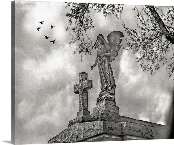 Angel and Cross Sepia, New Orleans Canvas