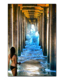 Bikini, Lifeguard, and Pier, Huntiington Beach, CA Metal Print