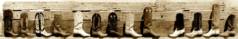 Boots Boots Boots Sepia Metal Print
