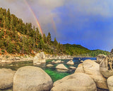 Boulder Bay Rainbows, Lake Tahoe, Nevada Metal Print