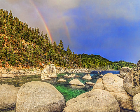 Boulder Bay Rainbows, Lake Tahoe, Nevada Standard Art Print