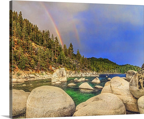 Boulder Bay Rainbows, Lake Tahoe, Nevada Canvas