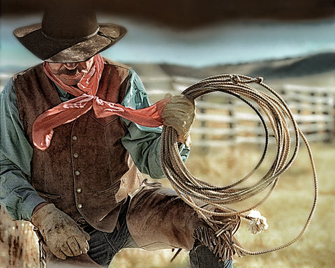 Cowboy and Rope Metal Print