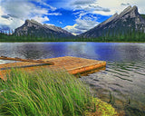 Dock of the Lake, Canadian Rocky Mountains Metal Print