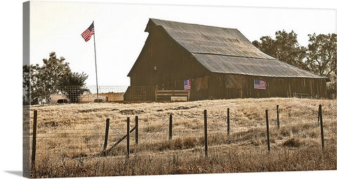 Flag Barn Panoramic Canvas