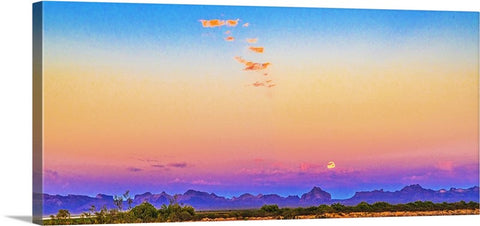 Full Moon Arizona Sky Panoramic Canvas
