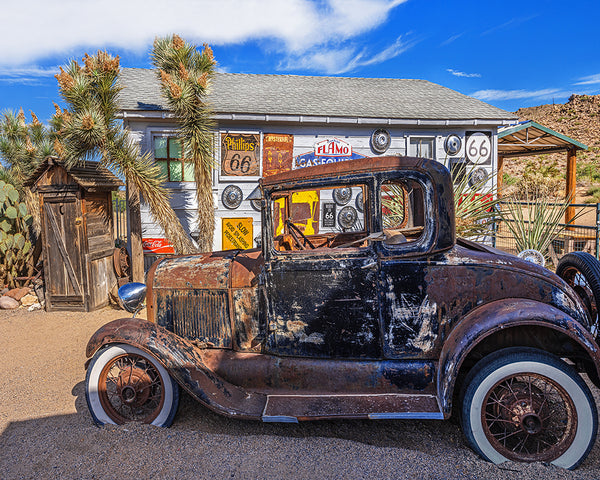 Jalopy and Outhouse, Route 66, Hackberry, AZ Metal Print