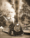 Locomotive to the Past Sepia, Durango-Silverton RR, Colorado Metal Print