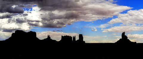 Monument Valley Silhouette Panoramic Metal Print