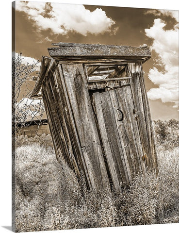 Leanin' Outhouse Sepia Canvas