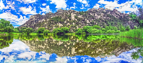 Granite Lake Reflection, Prescott Arizona Panoramic Metal Print
