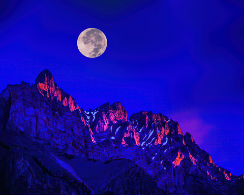 Full Moon Over The Watchman, Zion National Park Metal Print