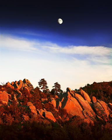 Red Rocks and Moon, Prescott Standard Art Print