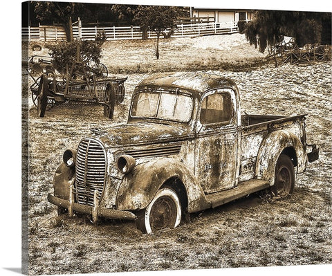 Rusty Ford Sepia Canvas