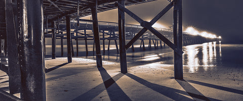 Sticks and Shadow, San Clemente Pier, California 3 am Panoramic