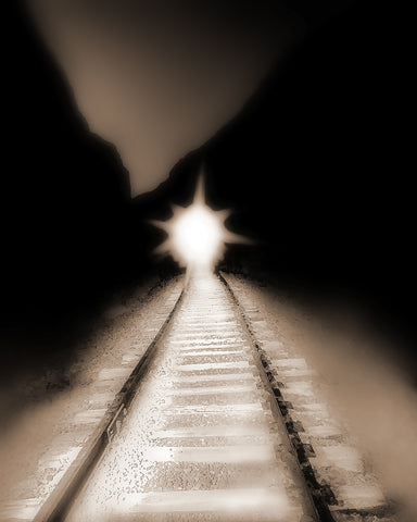 Tracks Train and Light Standard Art Print
