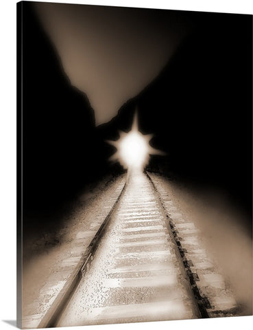 Tracks Train and Light Canvas